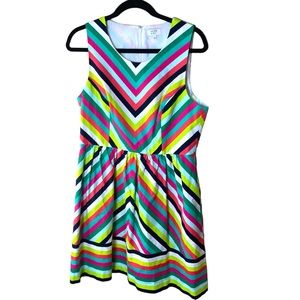 Crown & Ivy Shift Dress V neck Candy Stripe Size 12